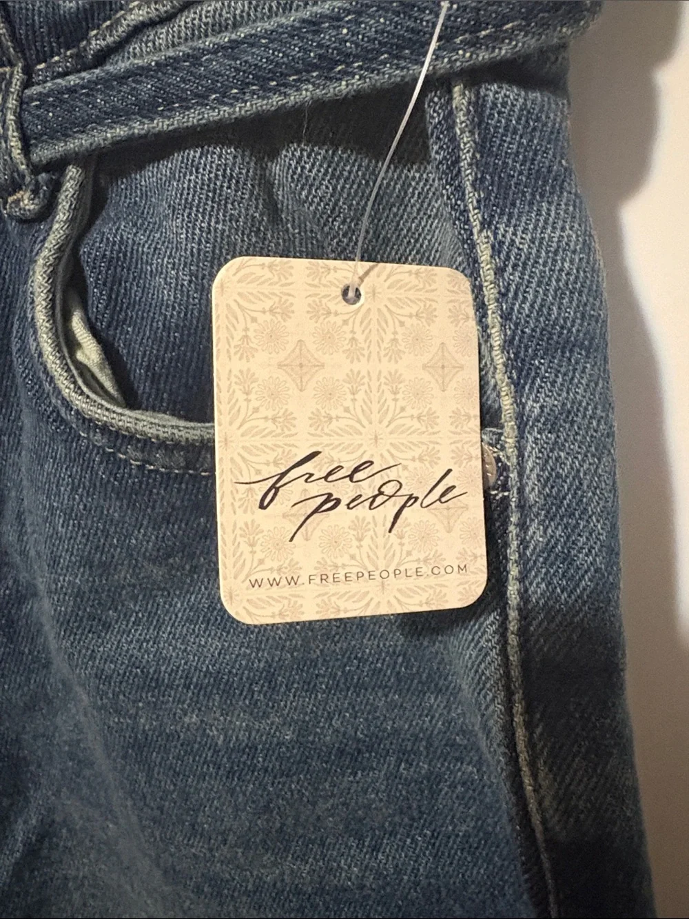 Free People Dark Indigo Bootcut Jeans with Drawstring